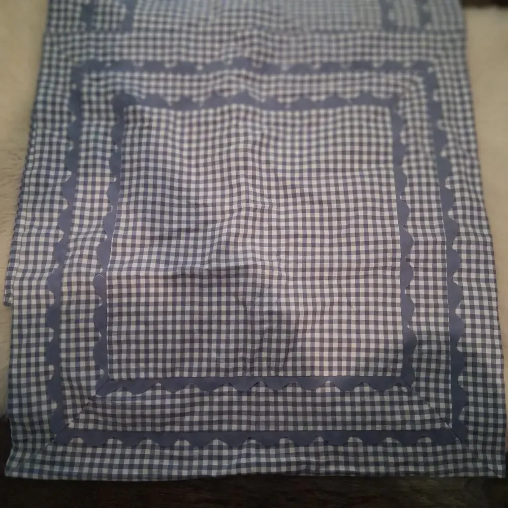 Pottery Barn Teen Sweet Gingham blue sheet set twin XL + Euro Cases + Sham 5pc